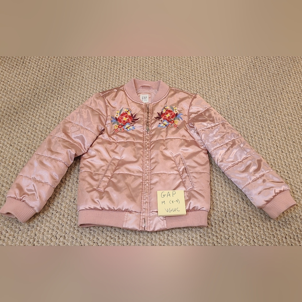 GAP Kids Light Pink Silk Finish Bomber Jacket
